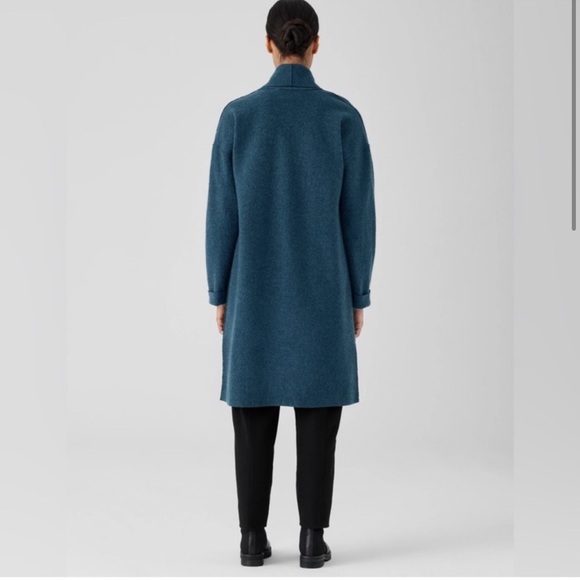 17. EILEEN FISHER High Collar Wool Coat - Picture 4 of 16